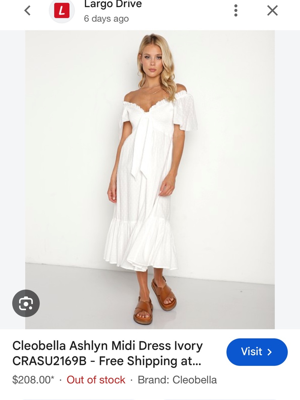Gorgeous Cleobella Ashlyn Organic Cotton Puff Sleeve Midi Dress with Tie Front - Picture 14 of 15